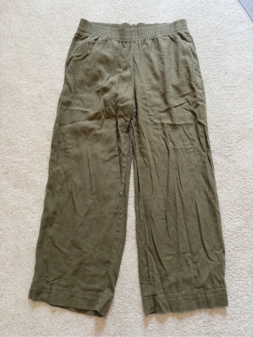 Old Navy Olive Lenin Wide-Leg Pants